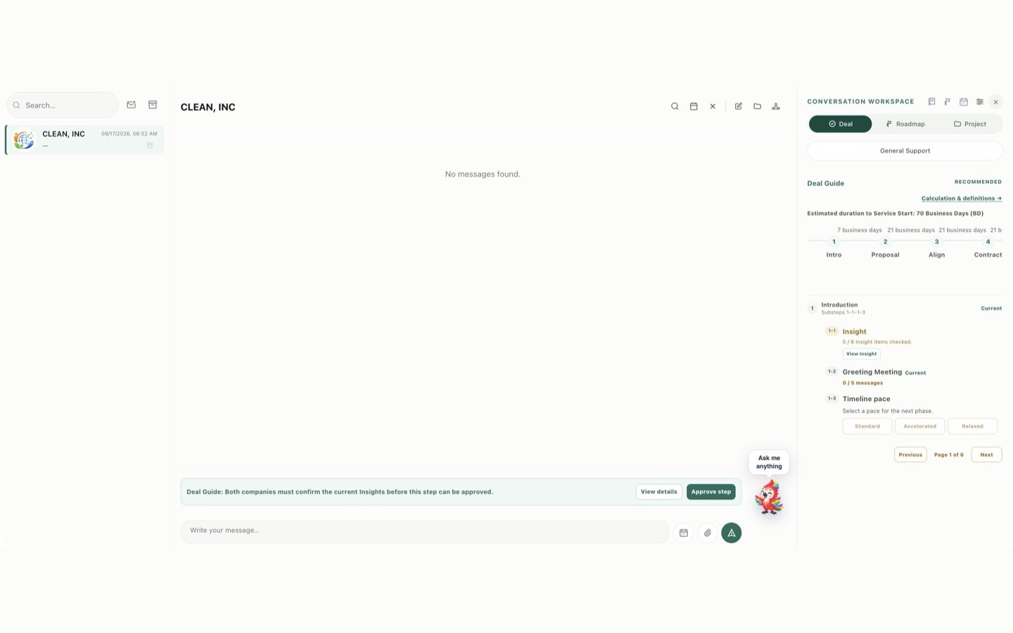 Current SASAL Messages and deal workspace screen