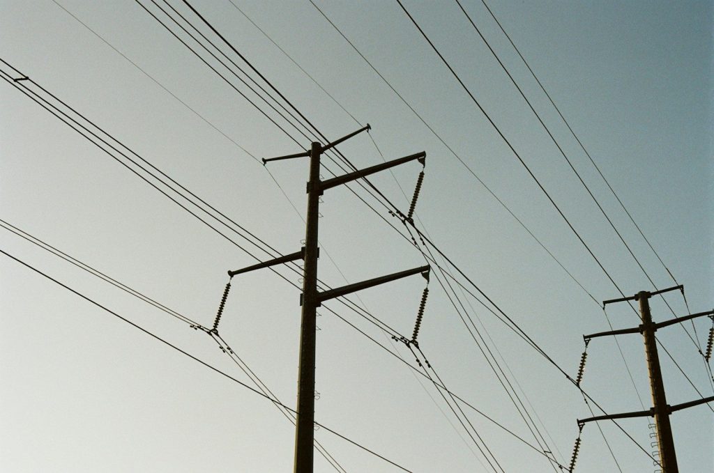 Power lines against a clear sky