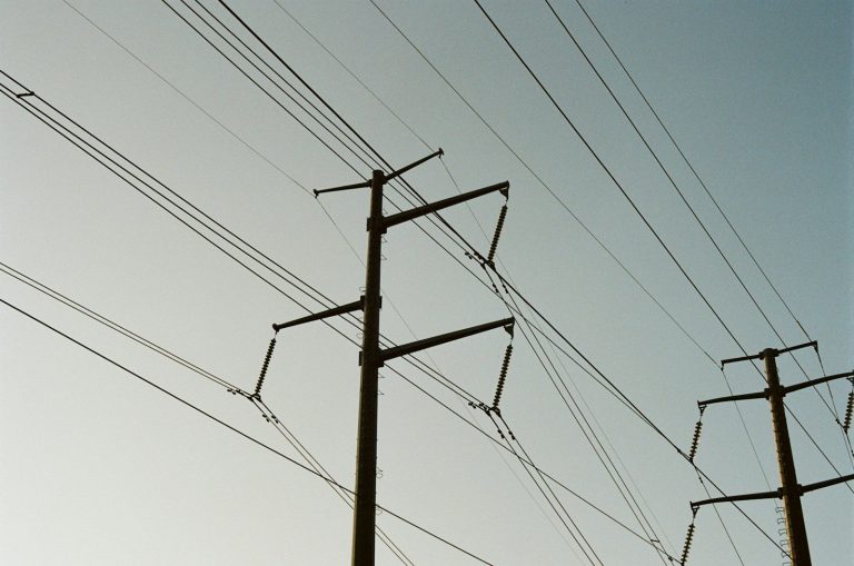 Power lines against a clear sky