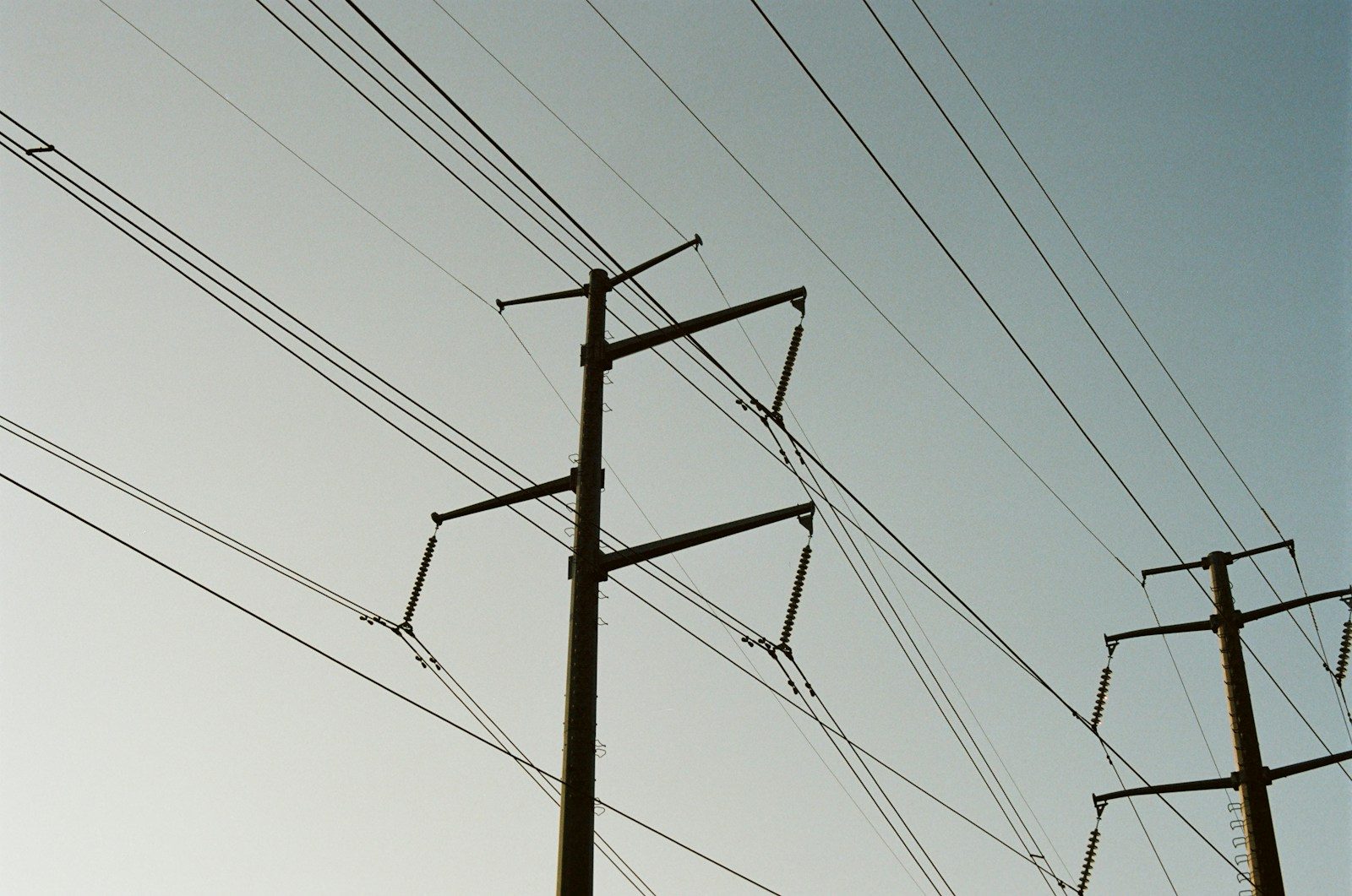 Power lines against a clear sky